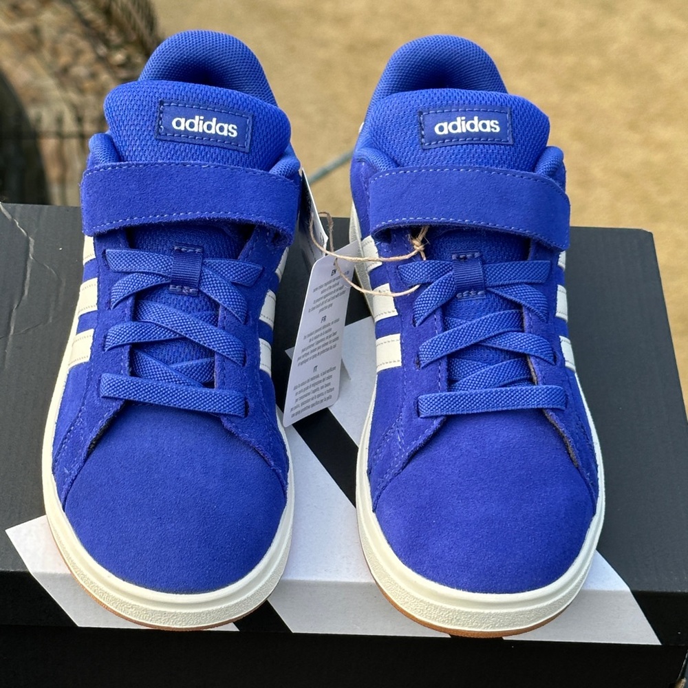 Adidas Grand Court Little Kids Sneakers 11K 12K Blue White Gum Youth GS NEW - Picture 4 of 10